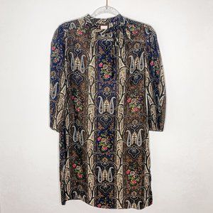 BIRD Brooklyn paisley silk neck tie shift dress S